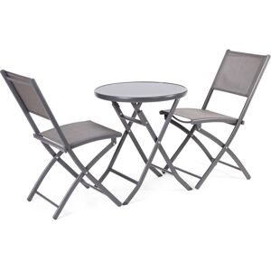 FIELDMANN   FDZN 5002 50004711 - Balkónový kovový set stôl/čierne tvrdené sklo + 2ks stolička