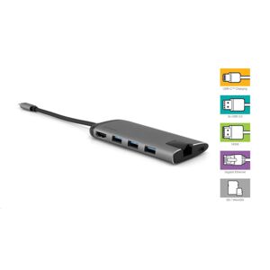 Verbatim Multiportový HUB USB-C, 3x USB 3.0, 1x USB-C, HDMI, LAN, SD, microSD 49142 - USB-C rozbočovač