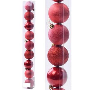 Vianočné gule plast 6cm s/9 006 červené 8100530 - Dekorácia