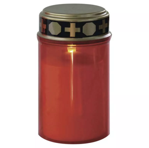 Emos LED náhrobná sviečka červená, 2xC, vonkajšia aj vnútorná, teplá biela, senzor DCCV20 - LED hrobová sviečka