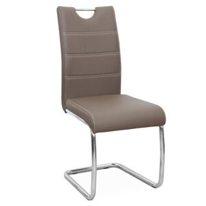ABIRA NEW HN 0000182222 - stolička jedálenská chróm/ ekokoža hnedá