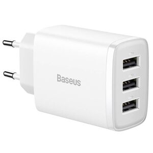 Baseus Compact Charger 17W 3USB EU biely CCXJ020102 - Univerzálny USB adaptér
