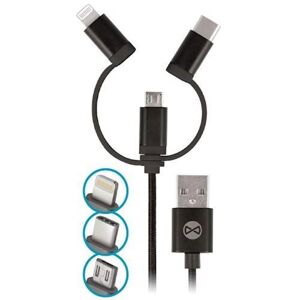 Forever 3v1 USB kábel microUSB/UCB-C/lightning 1m čierny DATAPIP5-MICBKK - Prepojovací kábel 1.5A