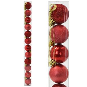 Vianočné gule plast 4cm s/12 006 červené 8100527 - Dekorácia