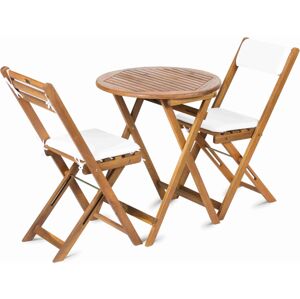 FIELDMANN   FDZN 4003-T 50002538 - Balkónový drevený set CAROL-T, kruhový stolík 60 x 60 cm, 2 ks stoličiek s poduškami